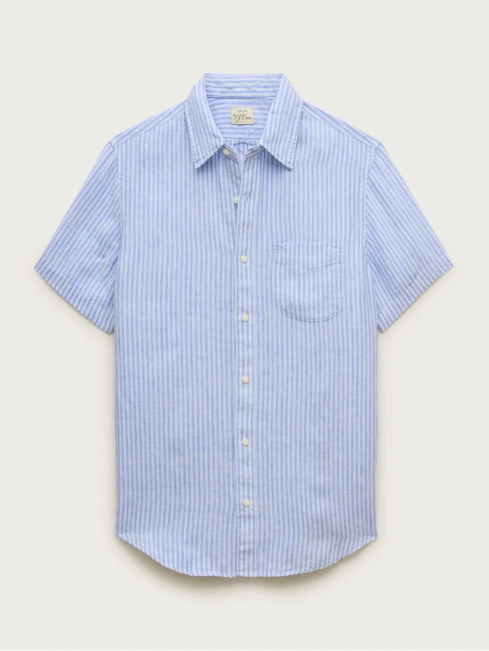 J. Crew Short-sleeve point-collar linen shirt in stripe in Blue Size S CU871